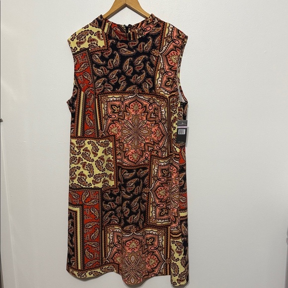 Sharagano Paisley Boho Chic Sheath Dress Mock Neck Dress. New with tags.Size 22W - Picture 3 of 6